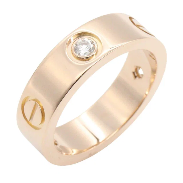 Cartier LOVE Half Diamond Au750 Pink Gold Ring Size 11 in Pink from LuxUness