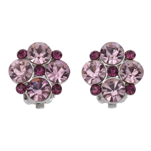 Givenchy Rhinestone Flower Motif Earrings, Pink in Pink from VINTAGE QOO TOKYO