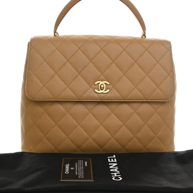 Beige Chanel CC Quilted Caviar Kelly Top Handle Bag Handbag in Beige Caviar leather from Designer Revival, photo 15 of 15