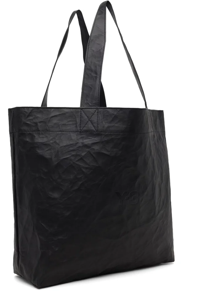 Black 'Y-3' Leather Tote, photo 2 of 4 from SSENSE