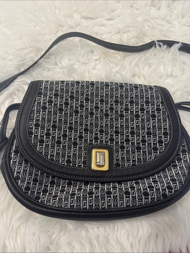 Judith Leiber Vintage Black Monogram Canvas And Leather Crossbody Bag - Amazing! in black|gray Coated canvas from Poshmark