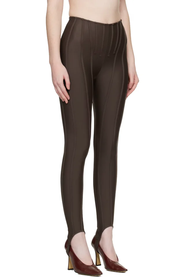 Mugler SSENSE Exclusive Brown Corseted Leggings, photo 2 of 4 from SSENSE