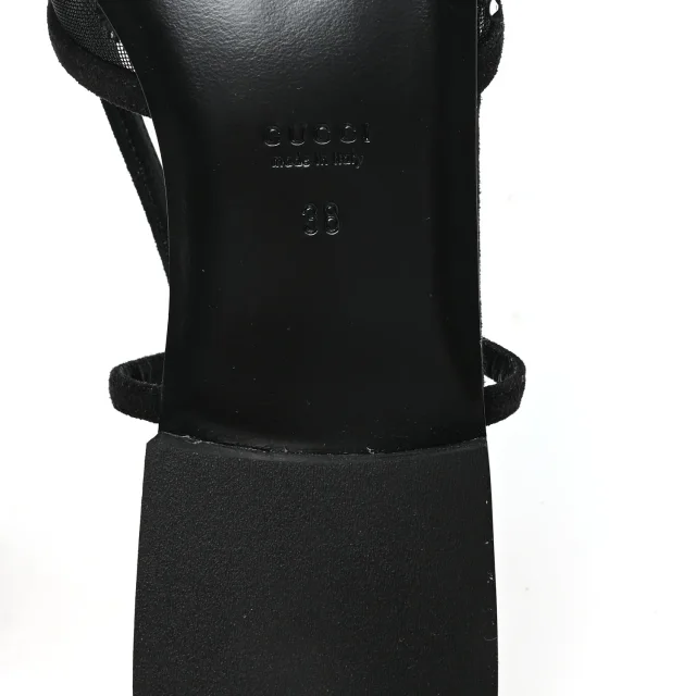 Gucci Tela Retino Kid Scamosciato Crystal GG Monogram Square G 35mm Slingback Pumps 38 Black in Black Suede from FASHIONPHILE, photo 7 of 8