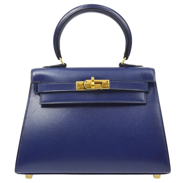 Hermès 1995 Blue Box Calf Mini Kelly 20 in Blue Box leather from AMORE Vintage Tokyo