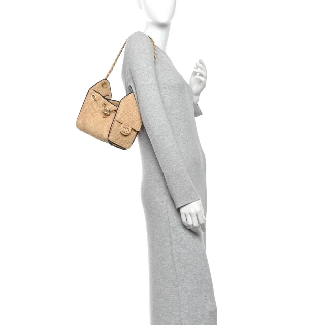Braided Raffia Calfskin Quilted Mini Chanel 25 Handbag Beige Black in Black Calfskin from FASHIONPHILE, photo 2 of 10