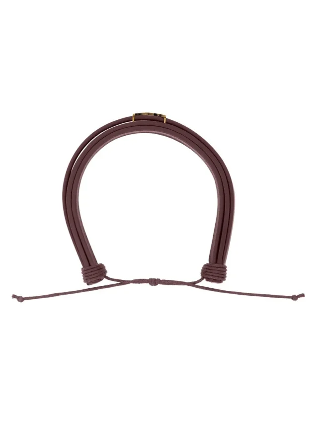 Saint Laurent Cassandre Bracelet — Bordeaux Leather Bracelets in Burgundy Leather from HEWI, photo 3 of 3