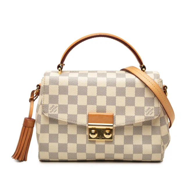 White Louis Vuitton Damier Azur Croisette Satchel in White Canvas from Designer Revival