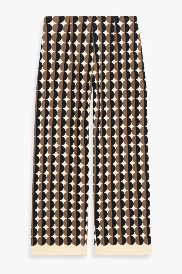 Oscar de la Renta Printed Grain de Poudre Wool-Blend Straight-Leg Pants in Light brown, photo 2 of 3 from THE OUTNET