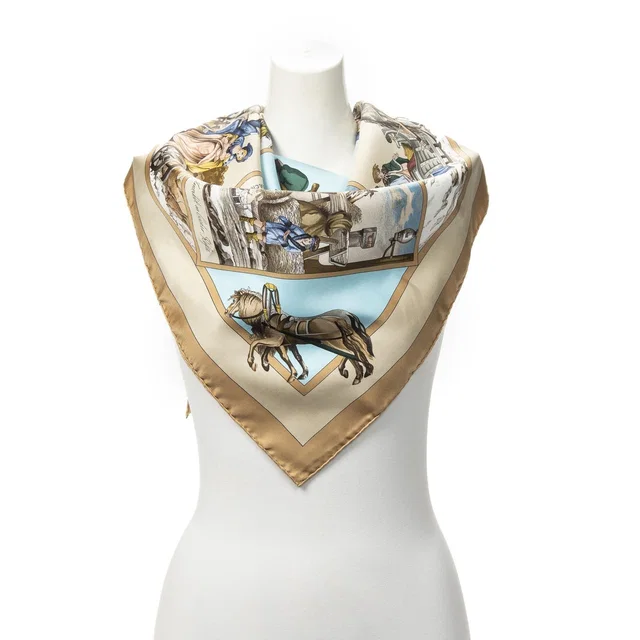 Hermès Scarf Beige in Beige Silk from The Reluxe