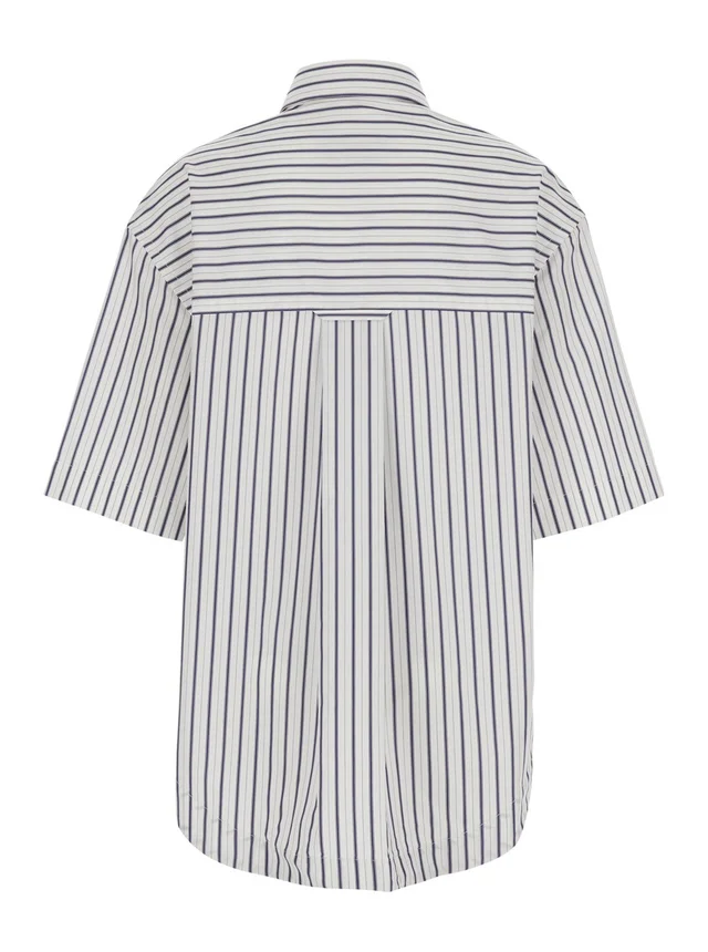 AMI PARIS White Shirt with classic collar and all-over striped pattern in cotton for women in White, photo 4 of 6 from Gaudenzi Boutique