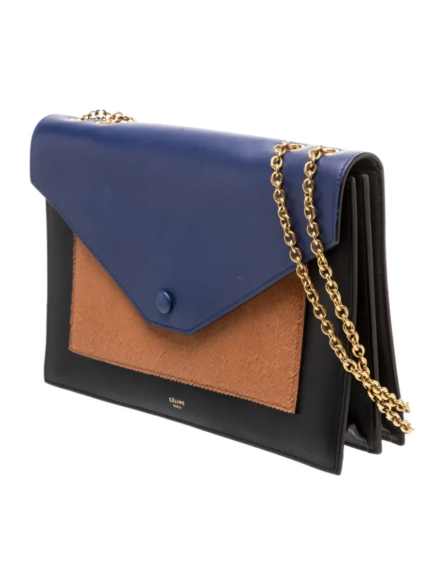 Celine Pocket Envelope in black|blue Leather from The RealReal, photo 3 of 6