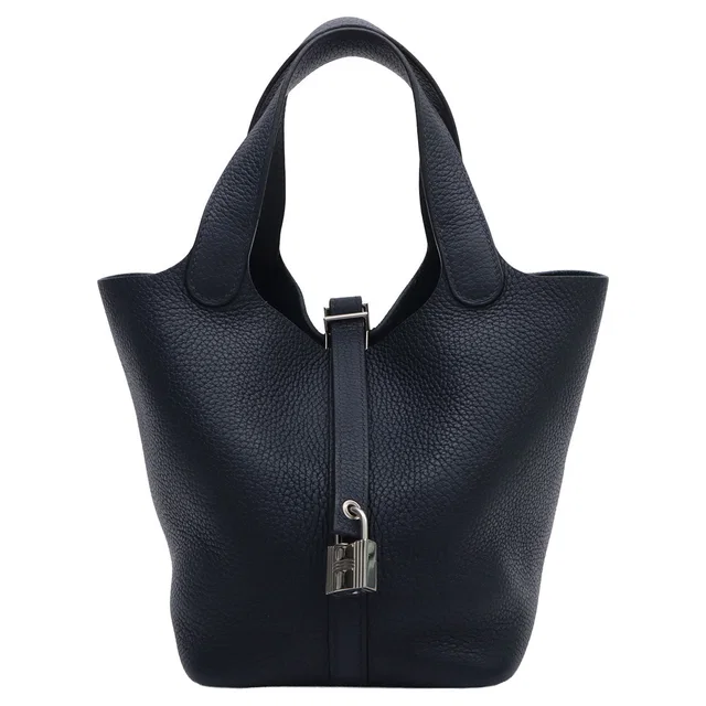 Hermès 2018 Picotin Lock PM Bleu Encre in Blue Clemence leather from VINTAGE QOO TOKYO