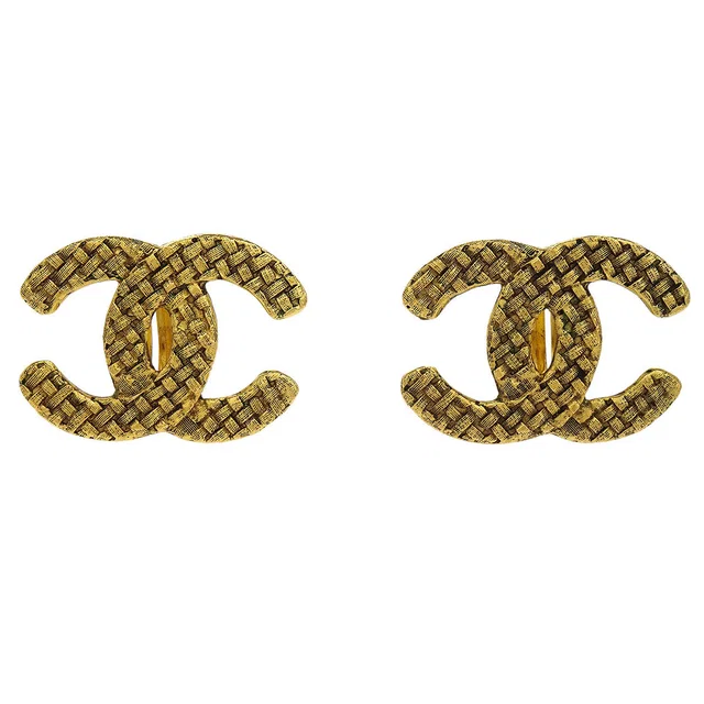 Chanel Gold CC Earrings Clip-On 2878/29 in Gold from AMORE Vintage Tokyo