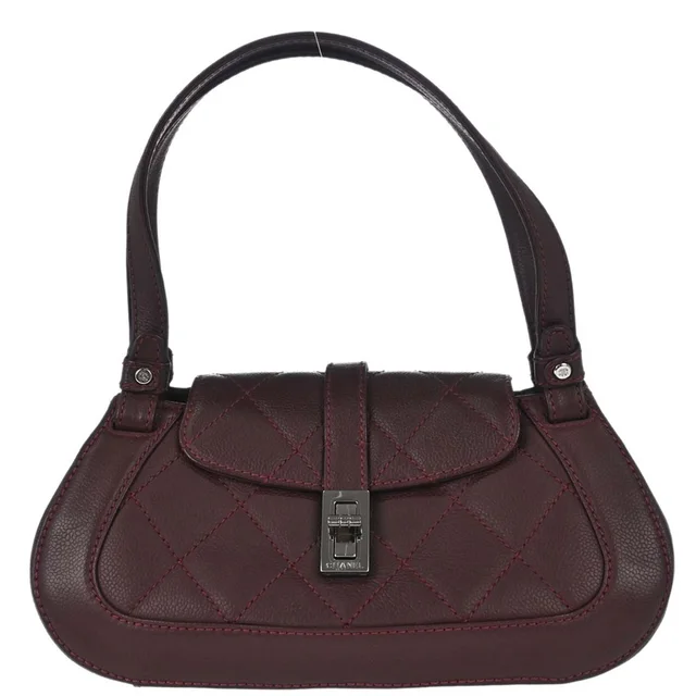 Chanel 2005-2006 Bordeaux Caviar Skin Mademoiselle Lock Handbag in Burgundy Caviar leather from AMORE Vintage Tokyo