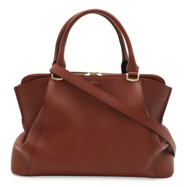 C de Cartier Leather 2way Bag in Leather from LuxUness