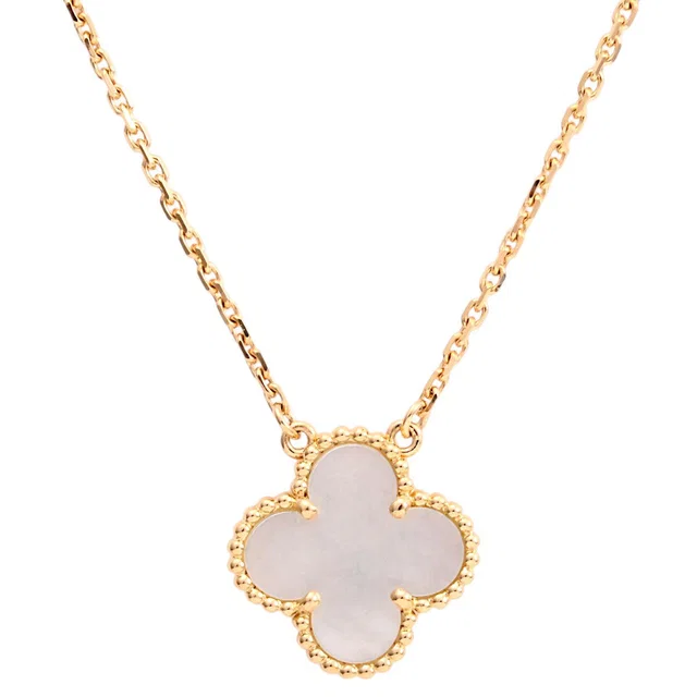 Van Cleef & Arpels 18K Vintage Alhambra Necklace Yellow Gold/White in White from VINTAGE QOO TOKYO