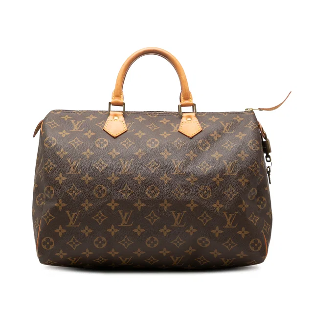 Brown Louis Vuitton Monogram Speedy 35 Boston Bag in Brown Coated canvas from Designer Revival