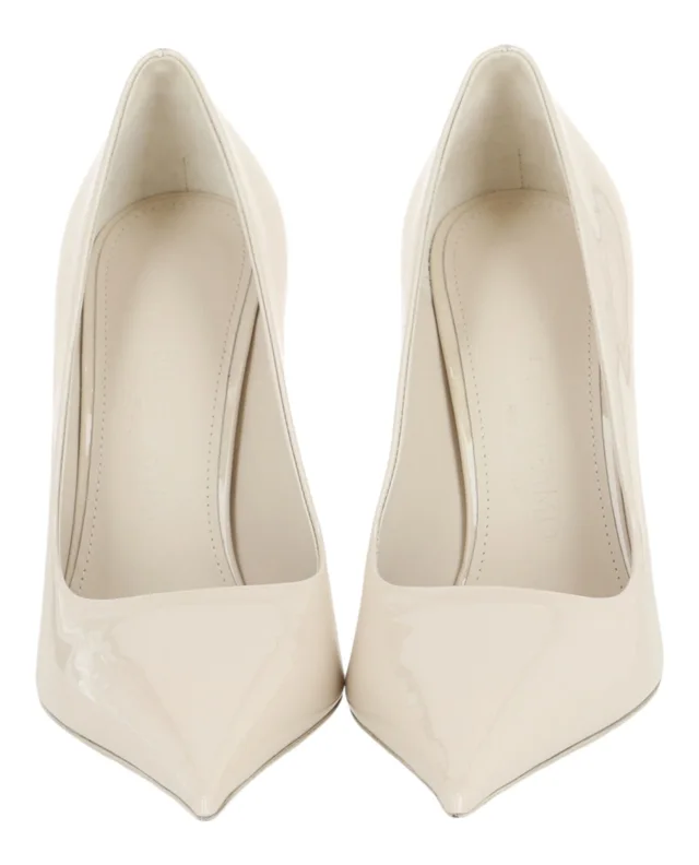 Salvatore Ferragamo Eva X5 Pantent Leather Pumps in white, photo 5 of 6 from ShopSimon