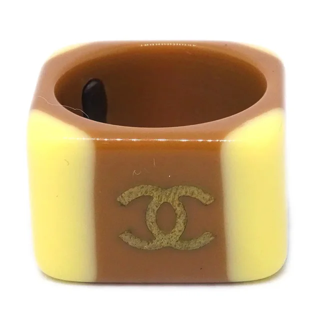 Chanel Ring Acrylic Brown #52 #12 01A in Brown Resin from AMORE Vintage Tokyo