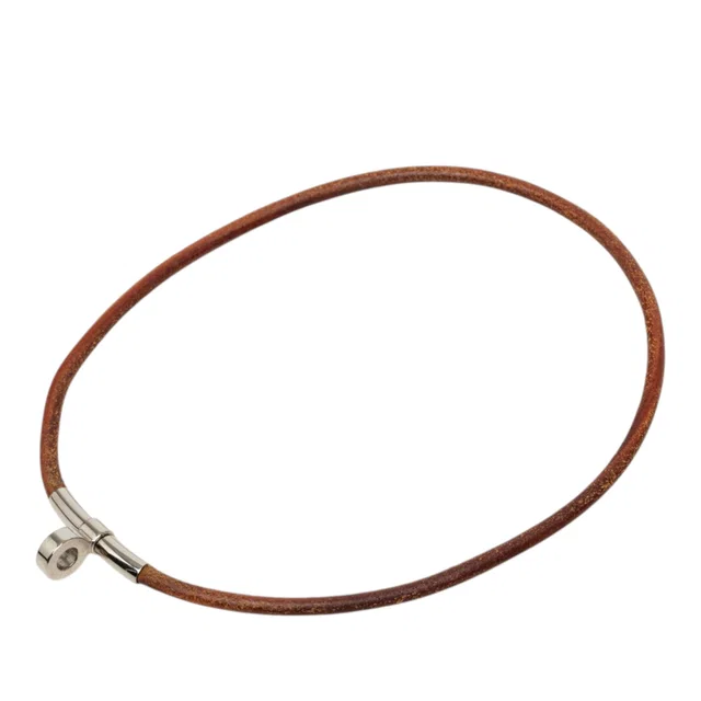 Brown Hermès Leather Kite Choker Necklace in Brown Leather from Designer Revival