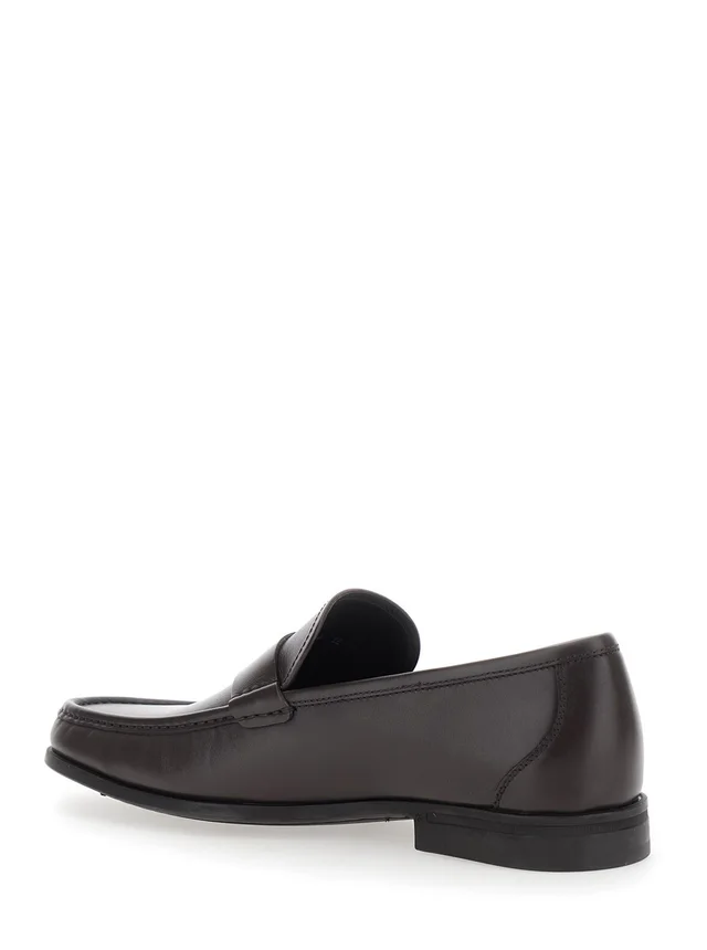 Ferragamo Brown Loafers with Gancini Detail on the Side in Leather Man in Brown 100% Calf, photo 6 of 8 from Gaudenzi Boutique