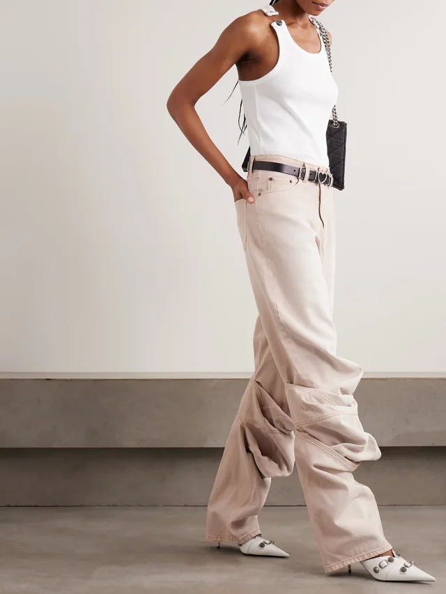 Y/PROJECT Gathered mid-rise wide-leg jeans in White, photo 2 of 2 from NET-A-PORTER (Canada)