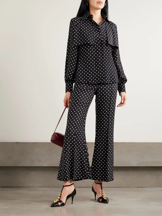 VALENTINO GARAVANI Polka-dot grain de poudre flared pants in Black, photo 2 of 2 from NET-A-PORTER (Canada)