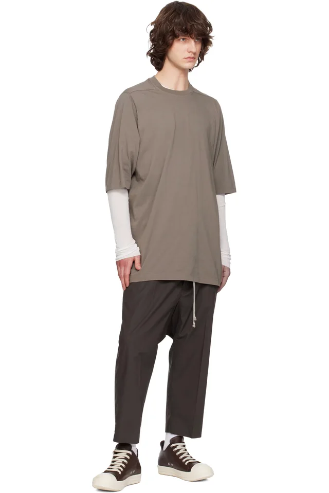Rick Owens Gray Temple Drawstring Cropped Trousers, photo 4 of 4 from SSENSE