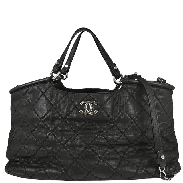 Chanel 2012 Black Calfskin Wild Stitch Tote 2way Shoulder Handbag in Black Calfskin from AMORE Vintage Tokyo