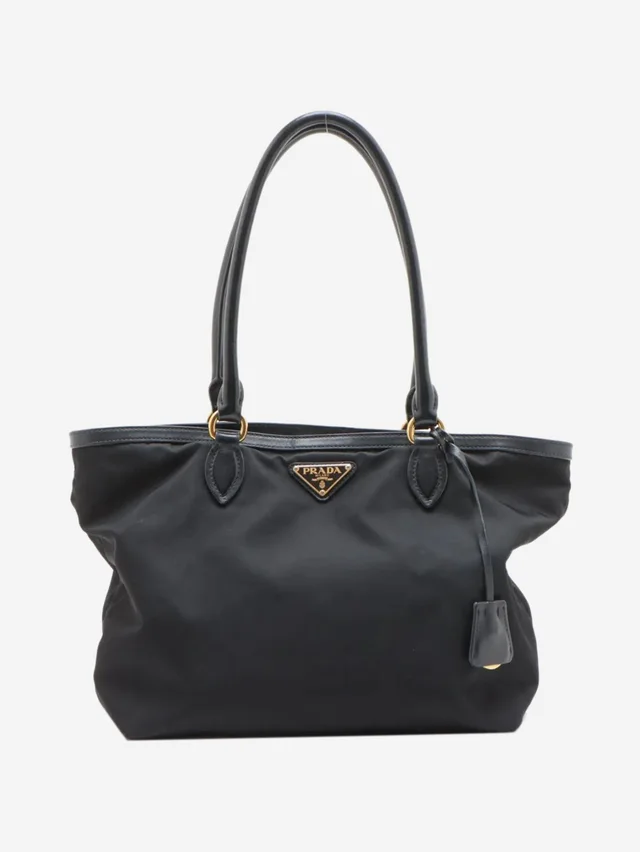 Prada Black Tessuto nylon & leather tote bag in Black Nylon from Sign of the Times