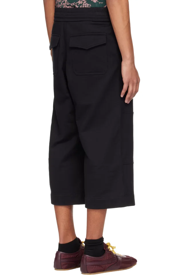 Dries Van Noten Black Loose Cotton Shorts, photo 3 of 4 from SSENSE
