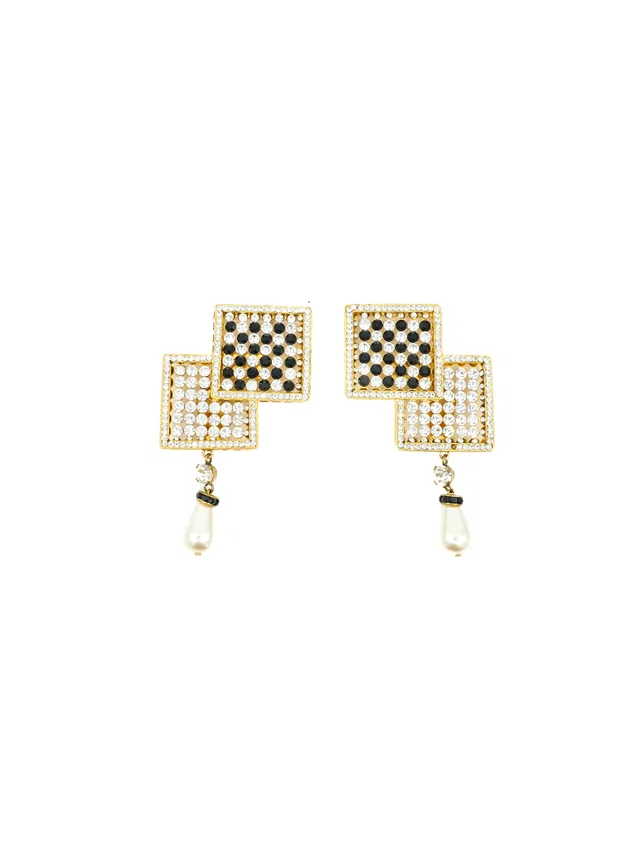 Valentino Garavani Rhinestone Accented Pearl Drop Earrings from Arcade Vintage
