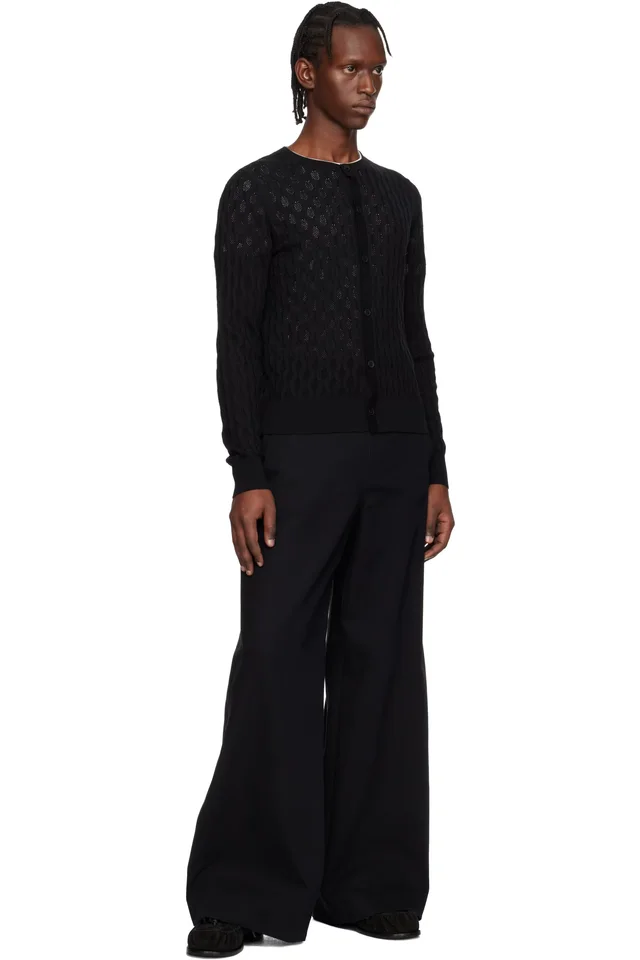 Dries Van Noten Black Open-Knit Cardigan, photo 4 of 4 from SSENSE
