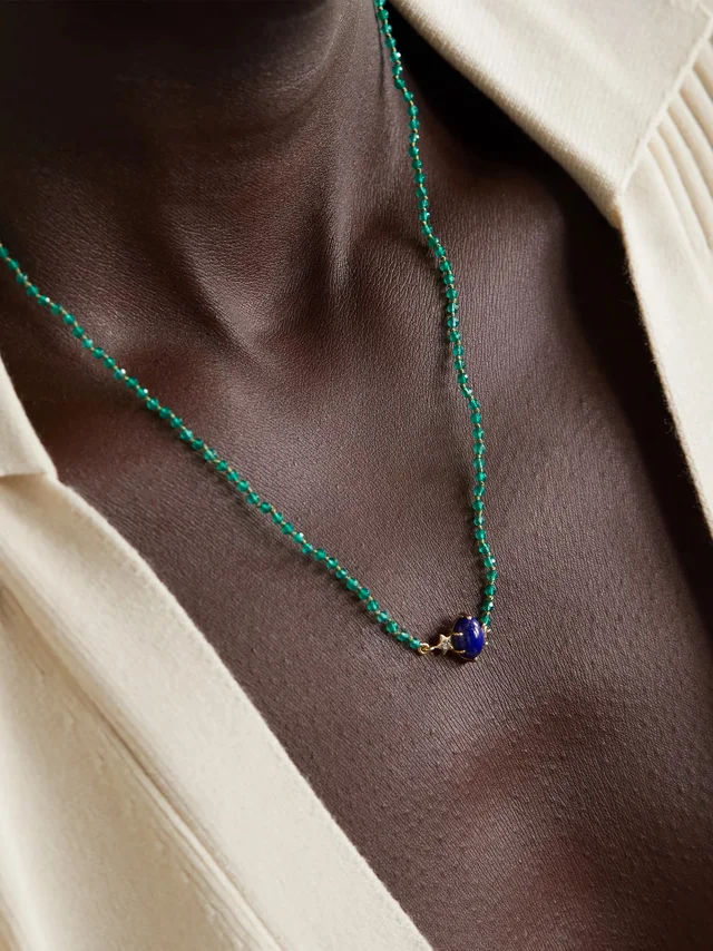 ANDREA FOHRMAN Mini Cosmo 14-karat gold multi-stone necklace in Metallic, photo 2 of 2 from NET-A-PORTER (Canada)