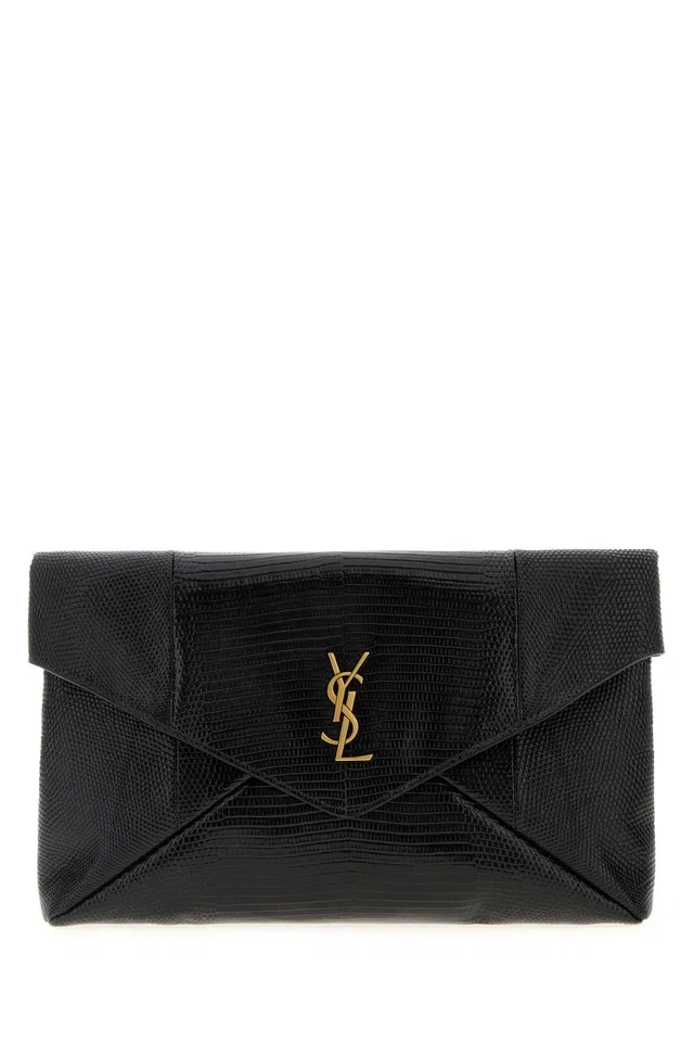 Saint Laurent Busta Pouch Clutch — Black in Black Leather from HEWI