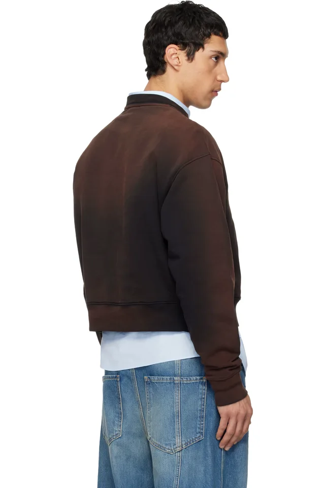 Moschino Brown 'M' Logo Sweatshirt, photo 3 of 4 from SSENSE