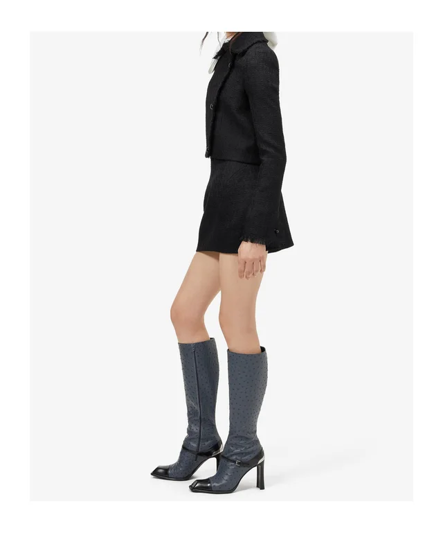 Alexander McQueen Women's Light Tweed Cropped Jacket in Black, photo 4 of 5 from SENSER