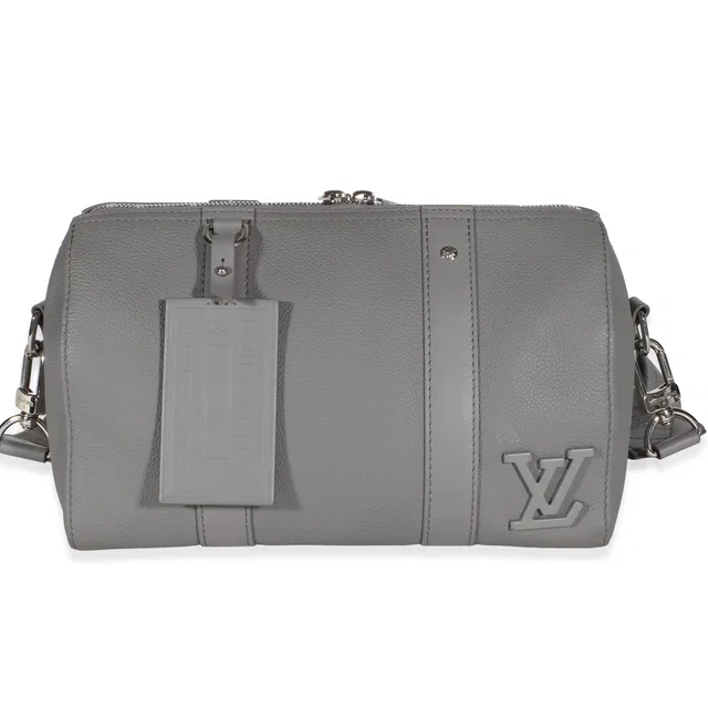 Louis Vuitton Grey Grained Calfskin Aerogram City Keepall in Grey Caviar leather from myGemma