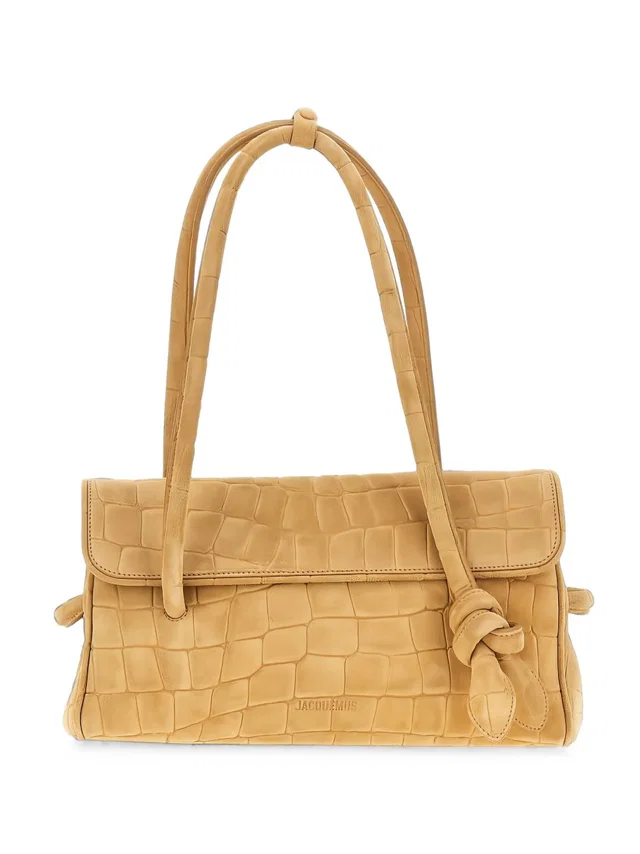 Jacquemus Crocodile-Embossed Leather Shoulder Bag — Camel in Brown Crocodile from HEWI