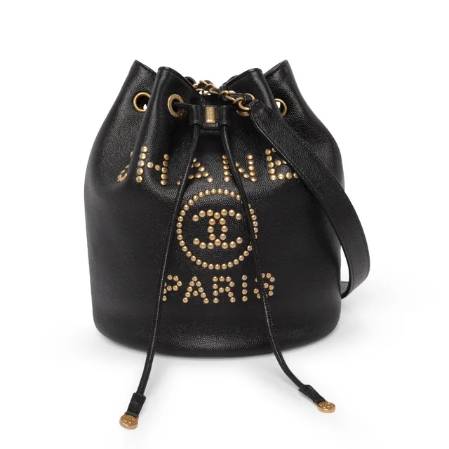 Chanel Caviar Small Deauville Bucket Bag in Black Caviar leather from Blue Spinach