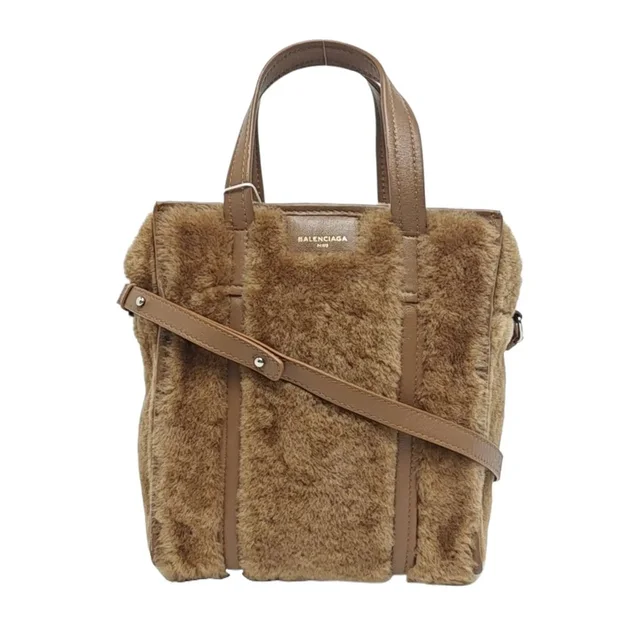Balenciaga Bazar Brown Fur Shearling Handle Bag in red|brown Leather from Grailed, photo 1 of 1