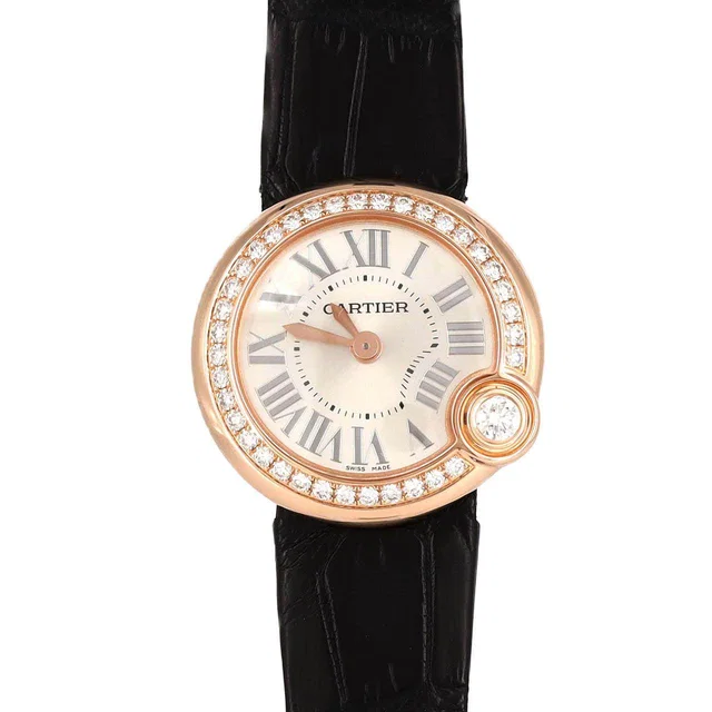 Cartier Ballon Blanc Pink Gold Quartz in White Crocodile from LuxUness