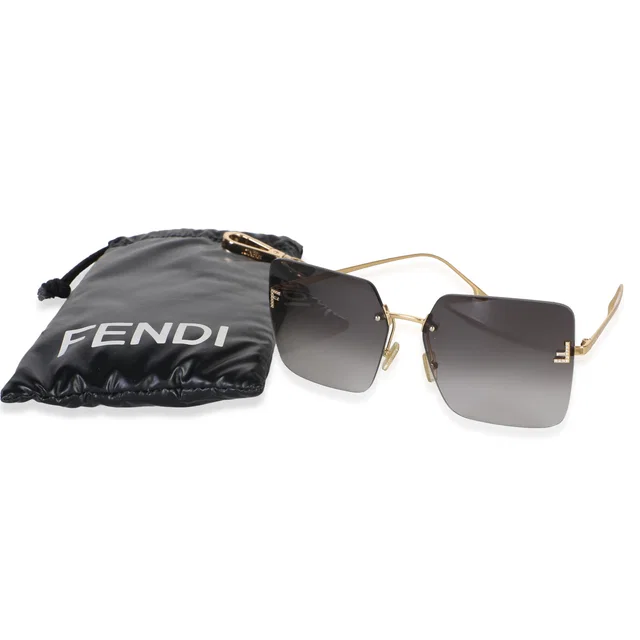 Grey Gradient Lens Fendi First Crystal Square Sunglasses in Grey Leather from myGemma