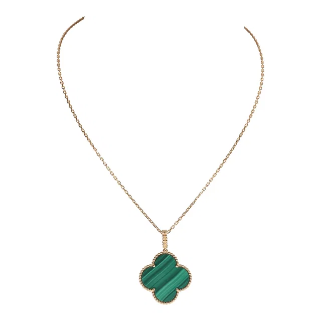 Van Cleef & Arpels Magic Alhambra Long Necklace 1 Motif Malachite 18K Yellow Gold in Yellow from Madison Avenue Couture