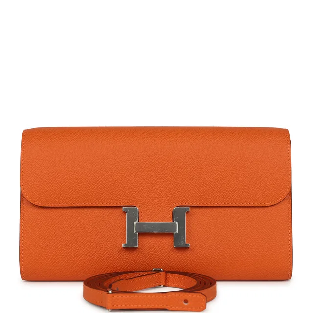 Hermès Constance Wallet To Go Orange Epsom Palladium Hardware in Orange Epsom leather from Madison Avenue Couture