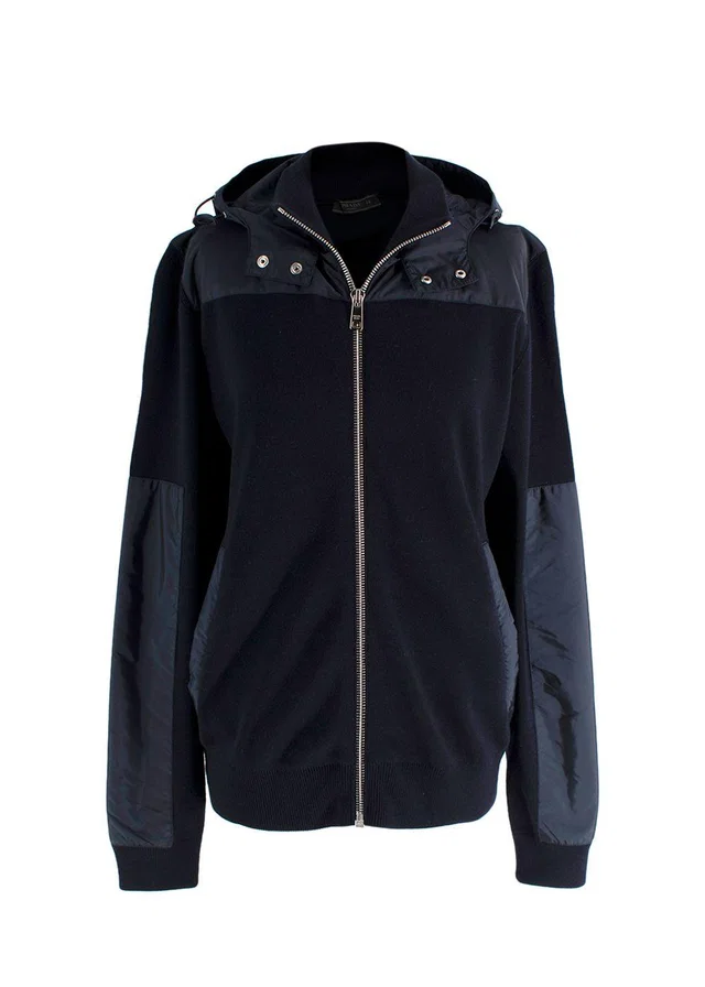 Prada Navy Nylon and Wool Windbreaker in Navy Nylon from HEWI