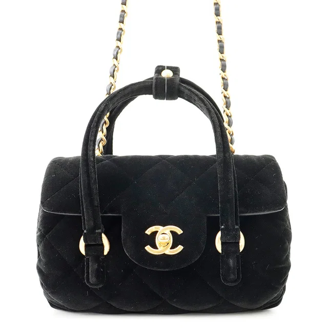 Chanel Matelasse Mini 2WAY Handbag Black Velvet in Black Velvet from GALLERY RARE