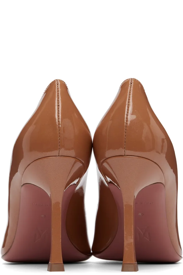 Amina Muaddi Tan Camelia 90 Heels, photo 2 of 5 from SSENSE