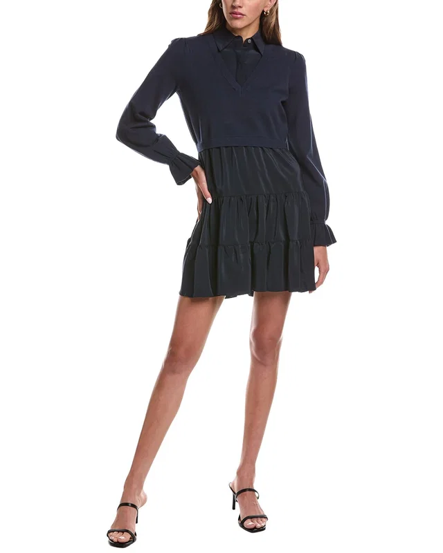 Cinq à Sept Knit Combo Luciana Silk-Trim Dress, image 1 of 1 from Rue La La