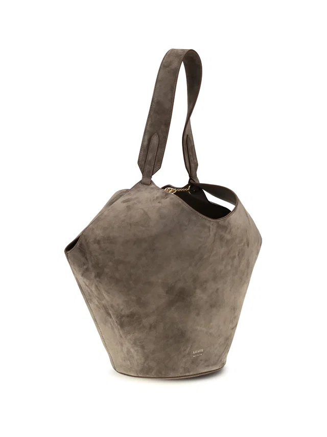 Khaite Lotus Shoulder Bag — Gray Calf Leather in Grey Calfskin from HEWI